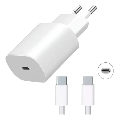 Ficha con salida usb C con cable tipo usb C en ambas salidas, ideal para celulares iphone a partir del 15 inclusive y android con entrada tipo c
