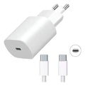 Ficha con salida usb C con cable tipo usb C en ambas salidas, ideal para celulares iphone a partir del 15 inclusive y android con entrada tipo c

